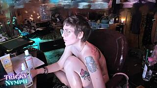 she teases with toys and fingers in stream clip