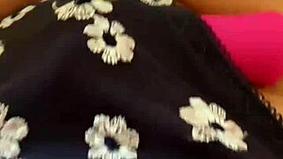 Gretala flashes hairy pussy and thong peek