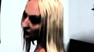 A SLUTTY BLONDE MILF GETS FUCKED BY MONSTER COCK IN LINGERIE.