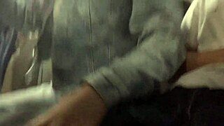 brazilian dude flashes huge cock on public bus and horny blonde slut grabs it for handjob blowjob