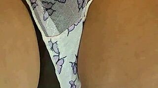 a bbc stranger fills my panties with cum in the public beach toilet