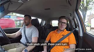 Fake Driving Instructor's Friend Deepthroats Blonde in Classroom?