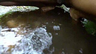 skinny ebony gets fucked hard by the forest stream 🌿🍆