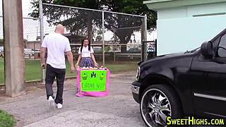 Petite Coed Uniform Suck Ends In Facial Cumshot