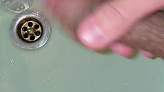 Tattooed cuck vacuums big dick with bottle suction