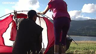 forest guide bends blonde girlfriend over for outdoor doggy pounding