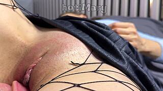 Milf mommy gets clothes ripped for closeup pussy fucking creampie cum dripping inside not son.