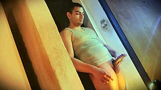 Damn, Muscular Stud's Huge Cock Pounds Wall With Sexy Hip Thrusts!