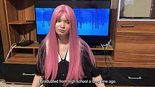 step sis tries new student uniform and shows bro her deep blowjob skills... damn!