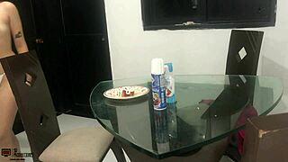 Horny Latina Deepthroats Strawberry Cream Cock Doggystyle Creampie