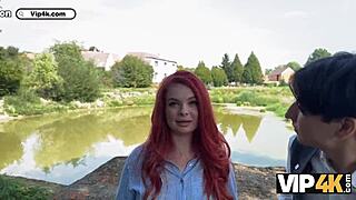 hey check out sexy redhead olivia in lingerie getting fucked public while bf watches 😲🍆