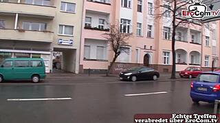 german chubby housewife lured from street for outdoor cash sex casting