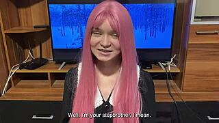 step sis tries new student uniform and shows bro her deep blowjob skills... damn!