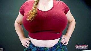 gwen's blue eyes sparkle as her pink pussy gets pounded deep and she swallows