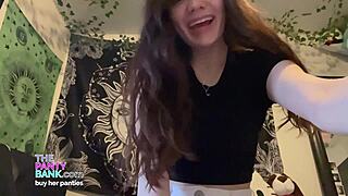 horny 18+ latina teen rubs plump pussy lips moans like slut in panties