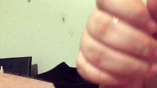Chubby wife jerks hairy pussy POV handjob slow motion