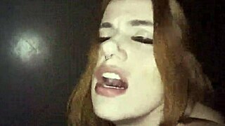 Pornstar redhead slut puts soft cock in swingers gloryhole booth humiliation