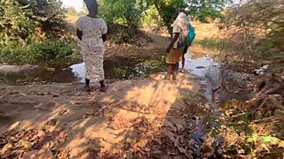 shy ebony village girl fucked outside ranch doggystyle by bbc monster cock