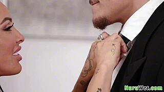 Stunning brunette masseuse nuru gel tats fucks client 😍 big ass wet pussy