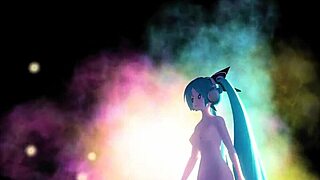 Hatsune Miku strips full nude in Odds and Ends Project Diva mod baring big tits ass and goddess curves