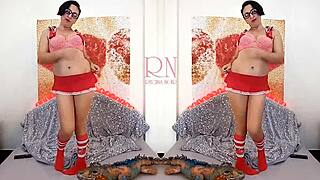 look at this sexy school uniform girl dancing panties off with big iguana toy tease