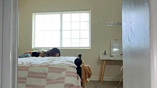 Aspen Woods blows peeping stepbros then drowns tits in cum