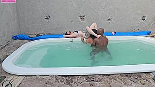 jerking poolside then i fuck two hotties creampie deep 😈💦