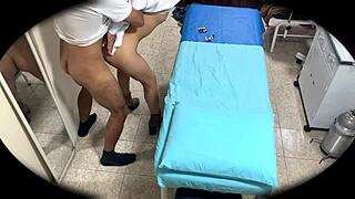 spying latina babe orgasms bent over in hospital cam
