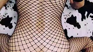 Wife dresses as prostitute in stockings roleplay for homemade pov fun 😈👠