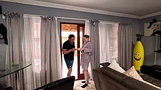 who delivers pizza while fucking me eating slices from tight pierced pussy cowgirl?