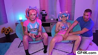 Small tits girlfriends deepthroat boyfriend cock outdoor threesome game fucking natural boobs nonstop