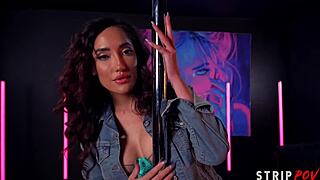 Chloe Amour strips teasing then rides bbc losing control