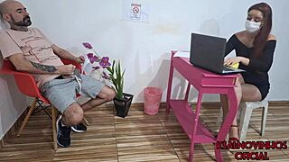 Exposing Cock For Public Jerk-Off Right In Front Of Watching Receptionist?