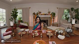 Horny indian wife deepthroats moans rides big cock cheats pov vr