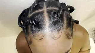 thick ebony babe roughly fucked doggystyle in steamy shower