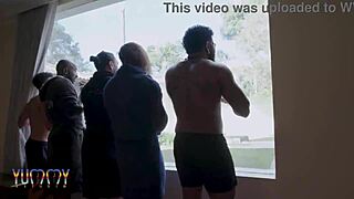 Bubble butt Jasminy Villar oiled for five studs' double anal pounding prolapse piss and swallows