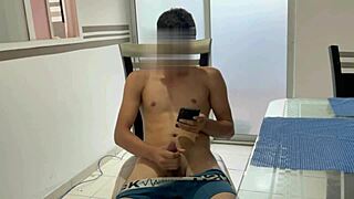 Catch horny stepbro jerking cock then help with full story domination