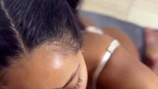 POV homemade blowjob on stepbrother's monster BBC by amateur Nysdel couple