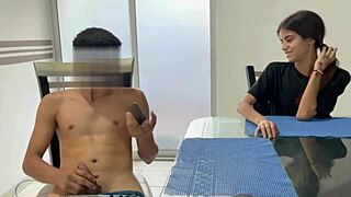 Catch horny stepbro jerking cock then help with full story domination