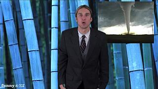 Is This Sexy Brunette Weather Girl Ripping Clothes For Public Outdoor Striptease Teasing Nude Undressing?