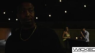 Blazing threesome erupts as inked brunette devours blonde's hot pussy while riding double cocks wildly!