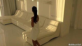 Black asian teen 18+ wet pussy rides old red cock doggystyle cowgirl quickie in white room?