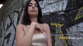 that random italian babe flashing her hot body on the street gets picked up for outdoor public european exhibitionist fucking interview