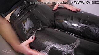 i can't stop teasing my hot stepsis wet tight pussy cameltoe in leather leggings poolside