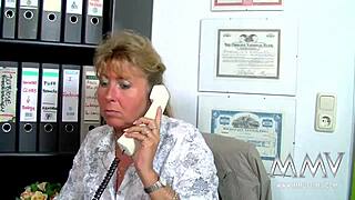 Petra grabs his cock and strokes it hard in MMV films scene