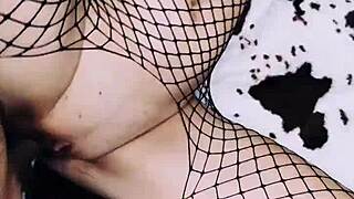 Wife dresses as prostitute in stockings roleplay for homemade pov fun 😈👠