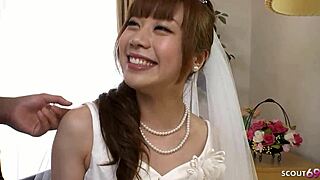 skinny japanese bride cheats with creampie before wedding