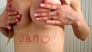 Stella Strips Black Dress And Shakes Huge Natural Tits Before Wet Pussy Vibrator Play