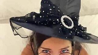 Debora Prado swallows my cock like Halloween witch magic!