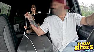 Hot Brunette Latina Jerks And Blows Uber Driver In Car